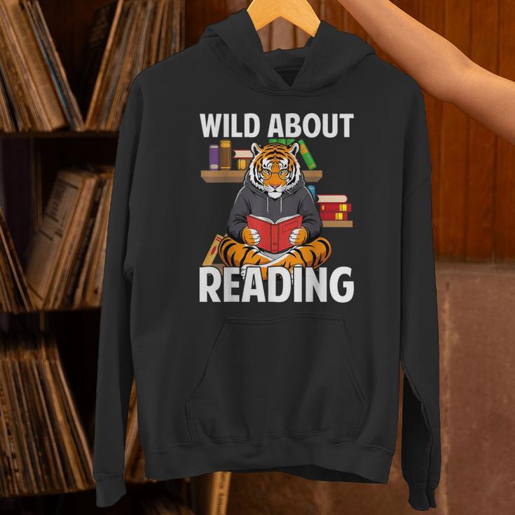 Tiger Reading Book Wearing Glasses Library Animal Unisex Hoodie Tiger Reading Book Wearing Glasses Library Animal Unisex Hoodie