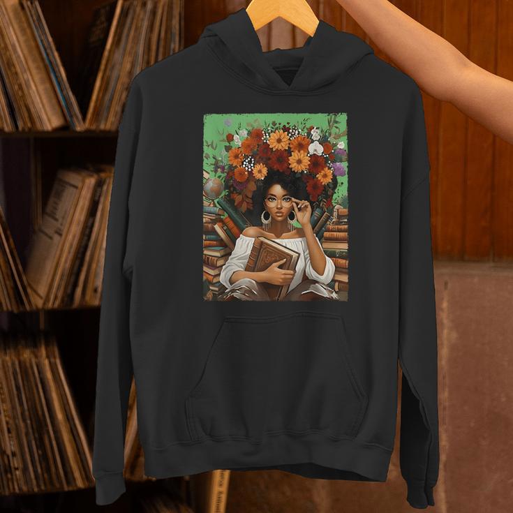 History Month Black Afro Girl Women Book Lovers Floral Unisex Hoodie
