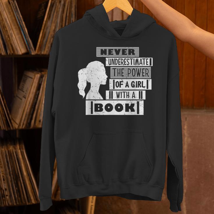 Never Underestimate Power Of Girl With Book Feminist Cute Unisex Hoodie