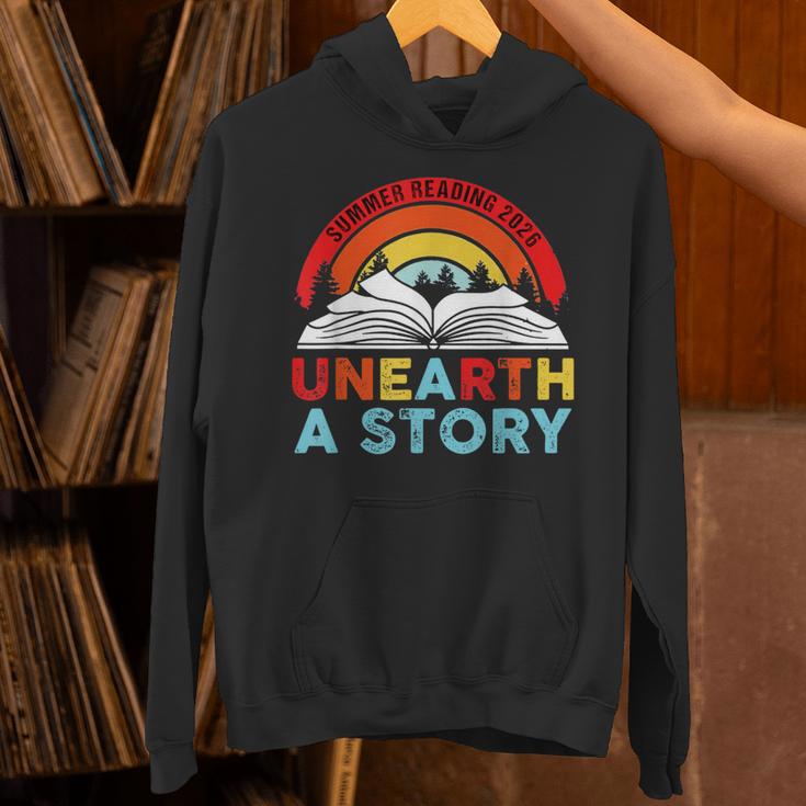 Unearth a Story Summer Reading 2026 Vintage Book Rainbow Unisex Hoodie