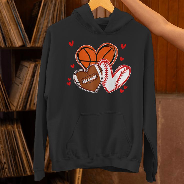 Valentines Baseball Basketball Football Heart Boy Men Unisex Hoodie Valentines Baseball Basketball Football Heart Boy Men Unisex Hoodie