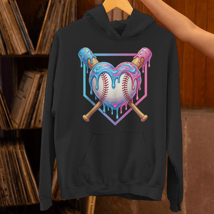 Valentines Baseball Heart Dripping Ice Cream Gen Z Alpha Unisex Hoodie