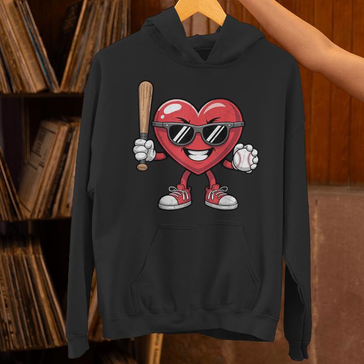 Valentines Day Heart Playing Baseball Boys Men Kids Girls Unisex Hoodie