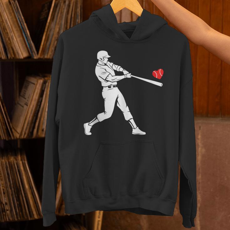 Valentines US Baseball Player Silhouette Heart Unisex Hoodie