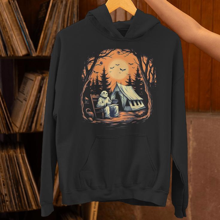 Vintage Ghost Book Reading Camping Gothic Halloween Teachers For Men Women Kids Unisex Hoodie