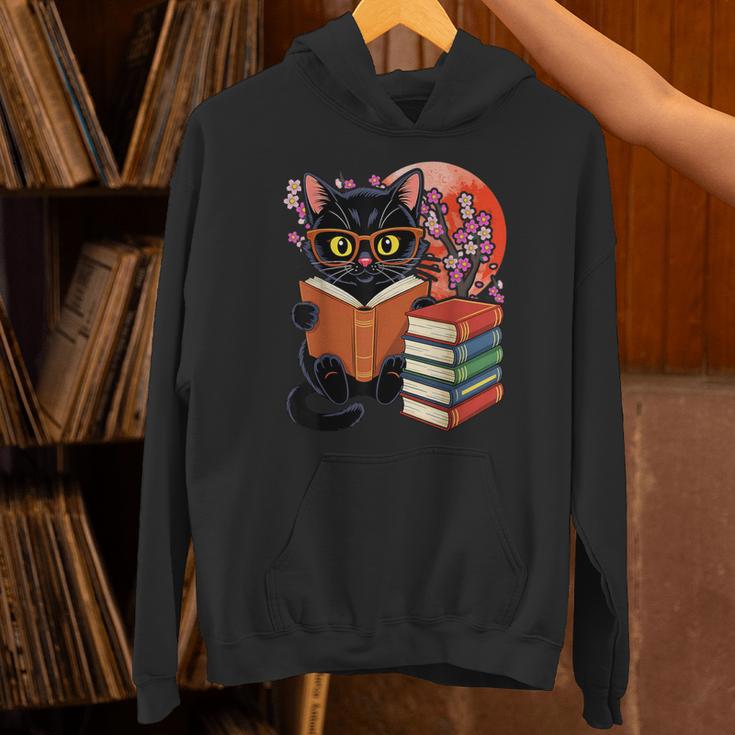 Vintage Japanese Cat Book Lovers Librarian Dad Teacher Unisex Hoodie Vintage Japanese Cat Book Lovers Librarian Dad Teacher Unisex Hoodie
