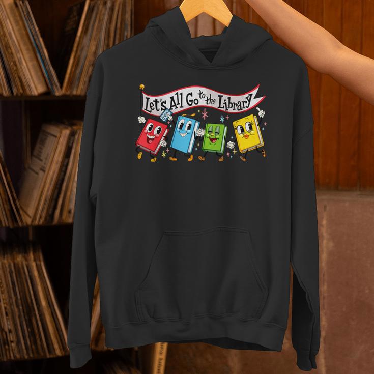 Vintage Let's All Go To The Library Meme Book Reading Unisex Hoodie