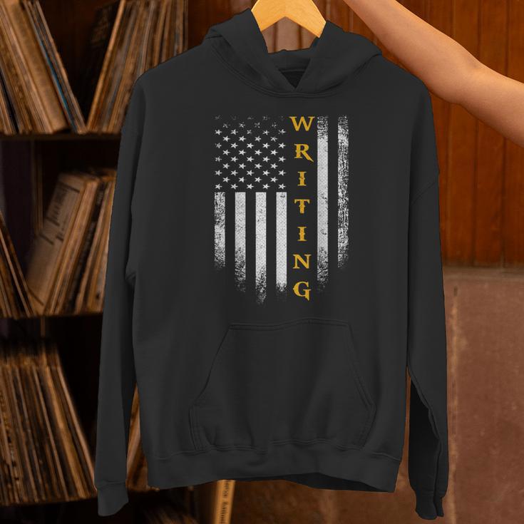 Vintage USA American Flag Writing Book Write Writer Women Kids Men Unisex Hoodie