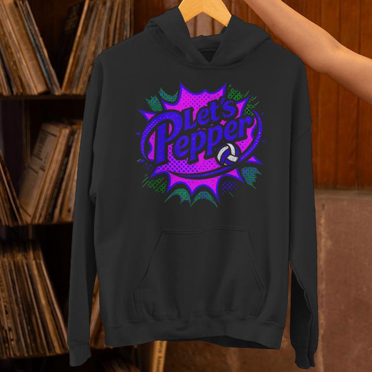 Volleyball Lets Pepper Retro Pop Comic Book Style Player Art Unisex Hoodie Volleyball Lets Pepper Retro Pop Comic Book Style Player Art Unisex Hoodie