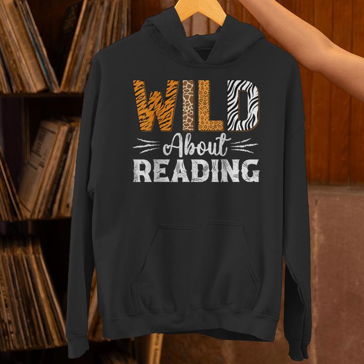 Wild About Reading Books Reader Lover Animals Leopard Zebra Unisex Hoodie Wild About Reading Books Reader Lover Animals Leopard Zebra Unisex Hoodie