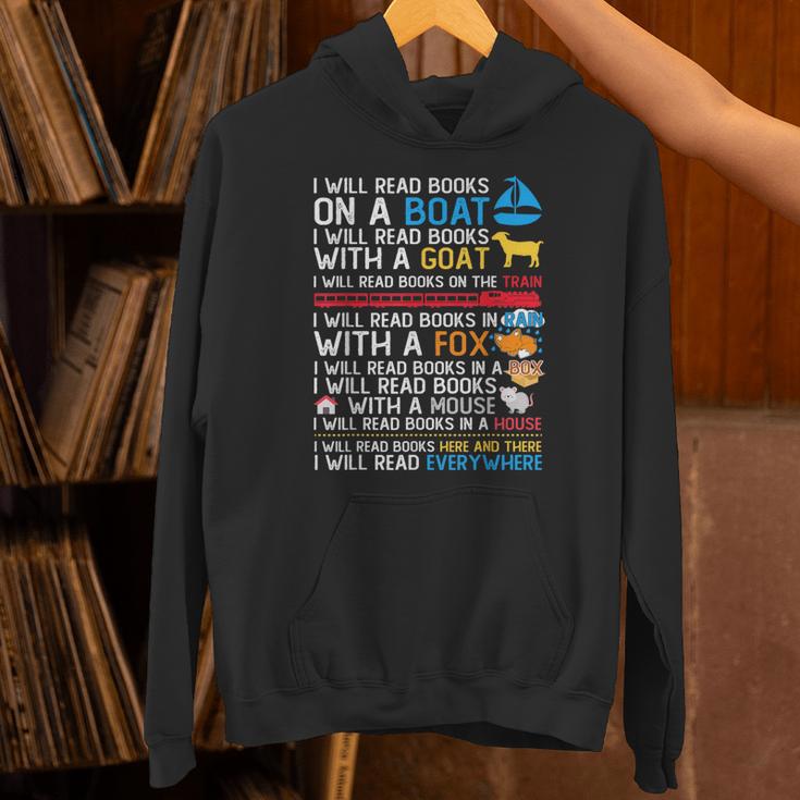 I Will Read Books On A Boat & Everywhere Reading Kids Unisex Hoodie
