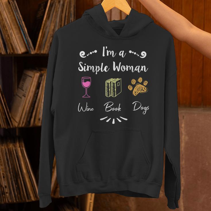 I Like Wine Reading Books And My Dog I'm A Simple Woman Unisex Hoodie