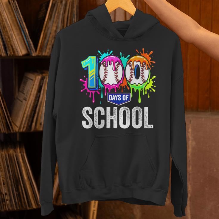 Women's 100 Days Of School Dripping Baseball Boys Kids Teacher Unisex Hoodie Women's 100 Days Of School Dripping Baseball Boys Kids Teacher Unisex Hoodie