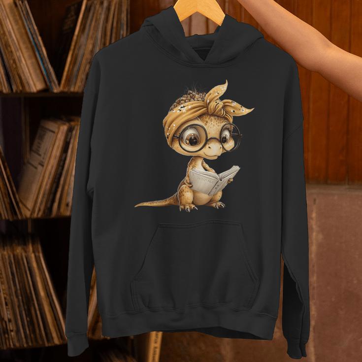 Women's Baby Lizard Small Book Reading Reptile Graphic Portrait Unisex Hoodie Women's Baby Lizard Small Book Reading Reptile Graphic Portrait Unisex Hoodie