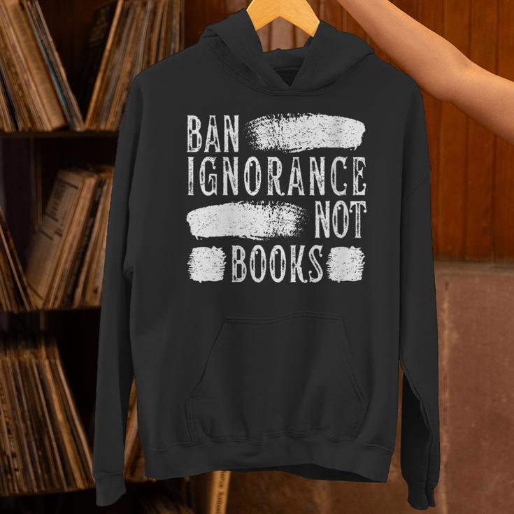 Women's Ban Ignorance Not Books Banned Book Lover Reading Enthusiast Unisex Hoodie