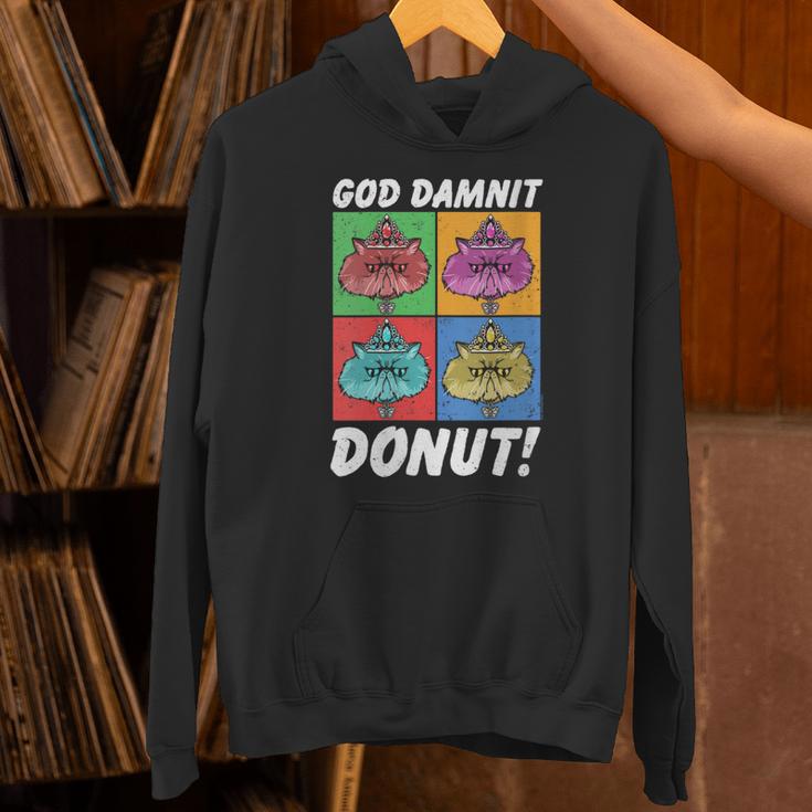 Women's Dungeon Crawler Carl God Damnit Donut Cat Pop Art Book Unisex Hoodie