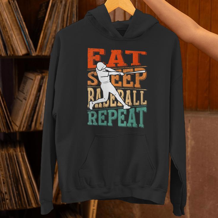 Women's Eat Sleep Baseball Repeat Vintage Player Sport Lover Retro Unisex Hoodie