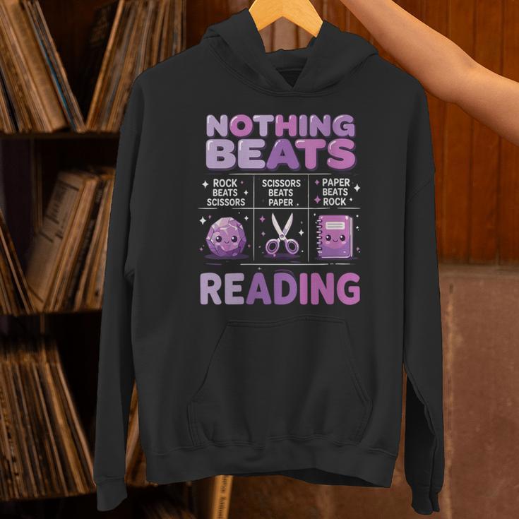 Women's Nothing Beats Reading Rock Paper Scissors Book Lover Unisex Hoodie