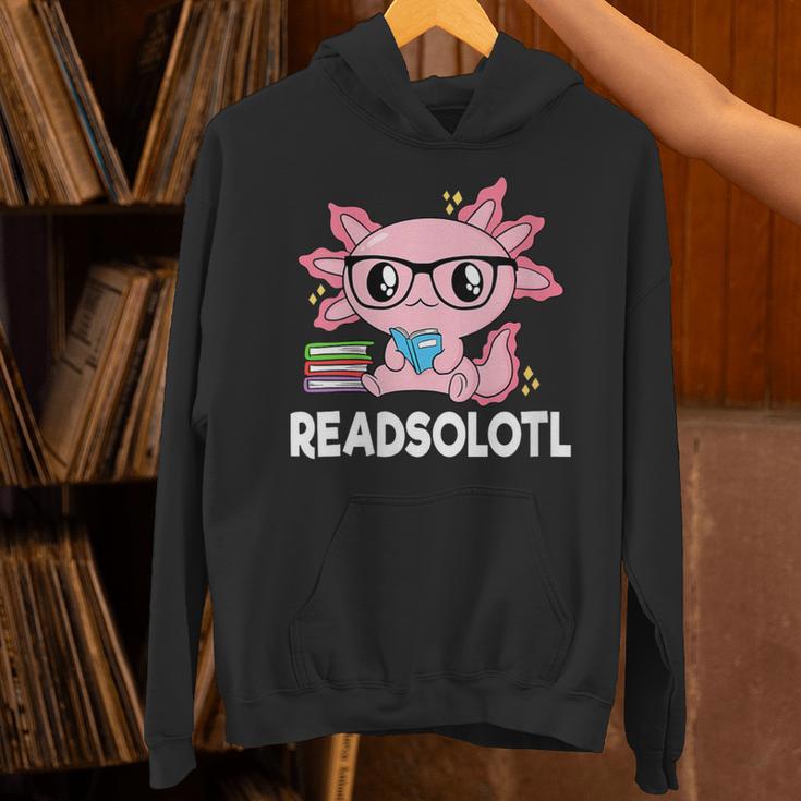 Women's Readsolotl Axolotl Book Lover Reading Women Girls Kids Unisex Hoodie