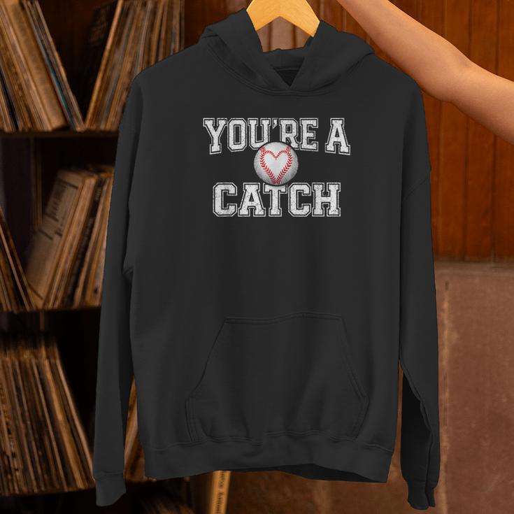 You'Re A Catch Baseball Pun Heart Kids Boys Valentines Unisex Hoodie