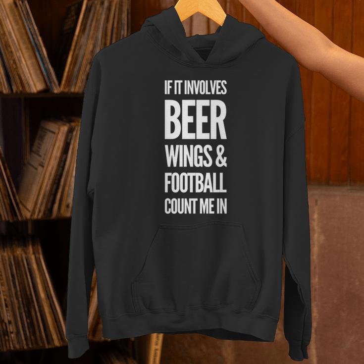 それがビールの翼とフットボールを含むなら、私をカウントイン 長袖tシャツ パーカー