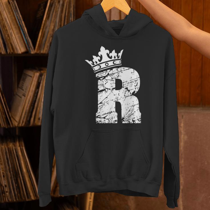 アルファベットtシャツ イニシャル文字 R & キング クイーン クラウン パーカー