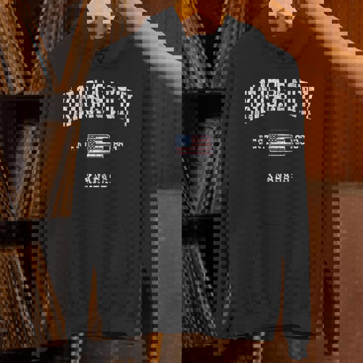 カンザスシティカンザスks ヴィンテージ アメリカ国旗 スポーツデザイン パーカー