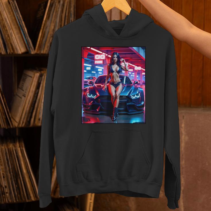 セクシーガールグラフィックtシャツ セクシーピンナップモデル&エキゾチックカー パーカー