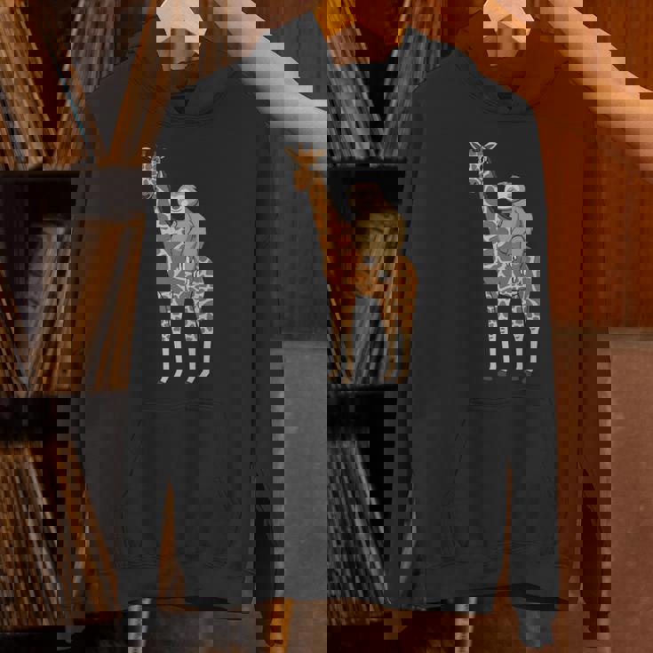 ナマケモノ キリン 面白い 怠惰なナマケモノ 動物 乗る キリン 長袖tシャツ パーカー