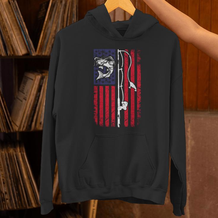 ナマズ アメリカ国旗 キャットフィッシング 漁師 釣り 長袖tシャツ パーカー