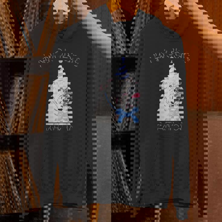 ニューオーリンズ 面白い犬の着用パーティーハット付き パーカー