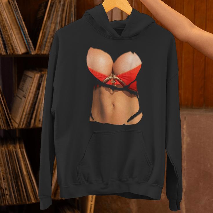 ファニーフェイクビキニボディとおっぱいコスチュームtシャツ パーカー
