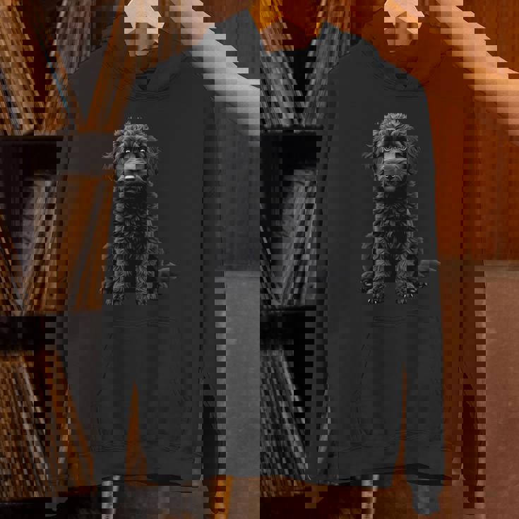 ブラックラブラドゥードル犬のアートデザイン。 長袖tシャツ パーカー