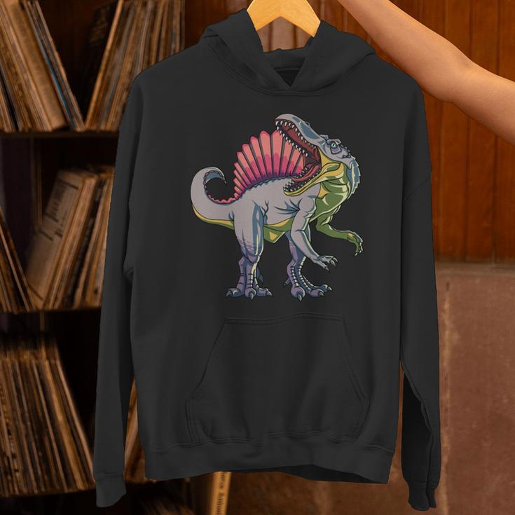 リアルなスピノサウルス 恐竜 先史時代の野生動物 長袖tシャツ パーカー