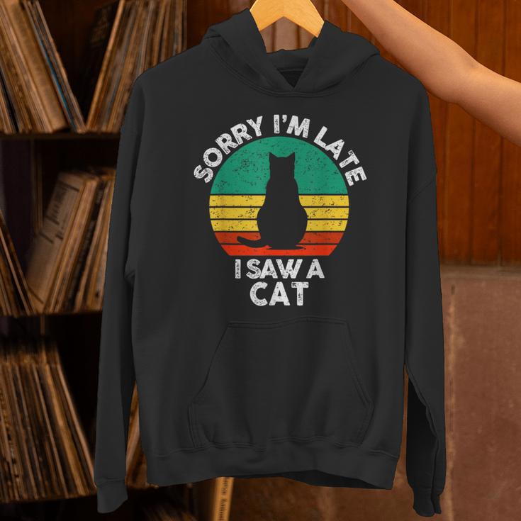 レトロ ヴィンテージorry I'm Late Iaw A Cat かわいい 猫好き パーカー