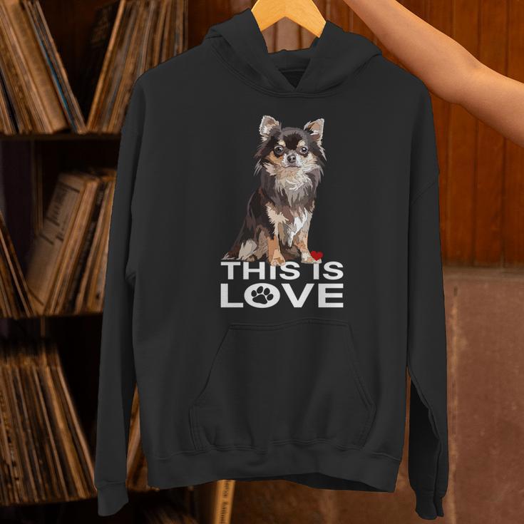 ロングヘア チワワ犬 This Is Love Brown チワワ 恋人 長袖tシャツ パーカー