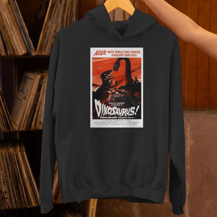 恐竜レトロヴィンテージ映画ポスタープリント 長袖tシャツ パーカー