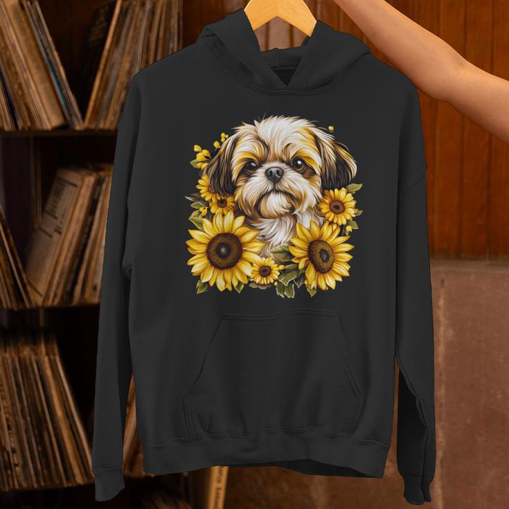 面白いtシャツ シーズー ひまわり わんこ メンズ 犬好き グッズ かわいい おもしろ 面白い 服 ネタ 長袖tシャツ パーカー