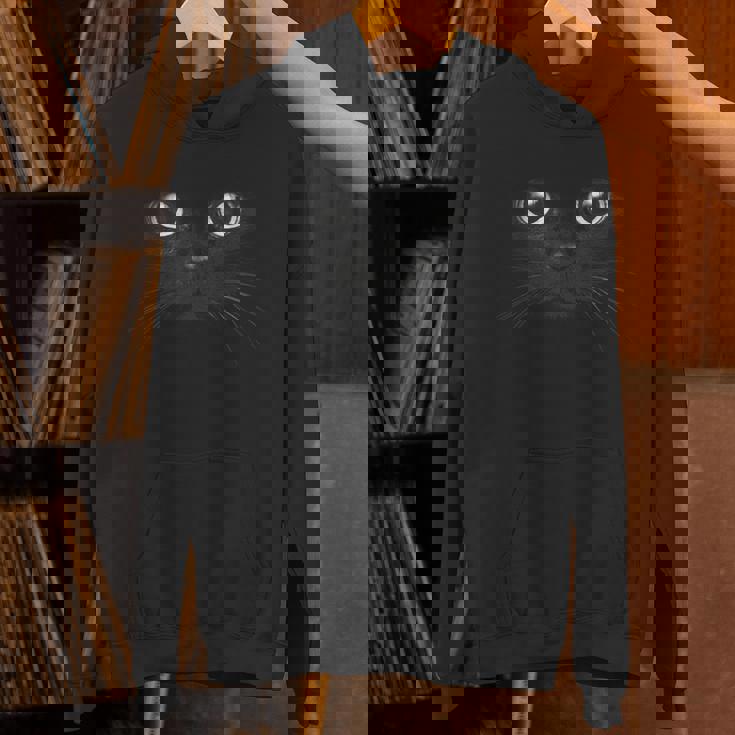 黒猫 顔 グラフィックデザイン 面白い猫 ハロウィンコスチューム パーカー