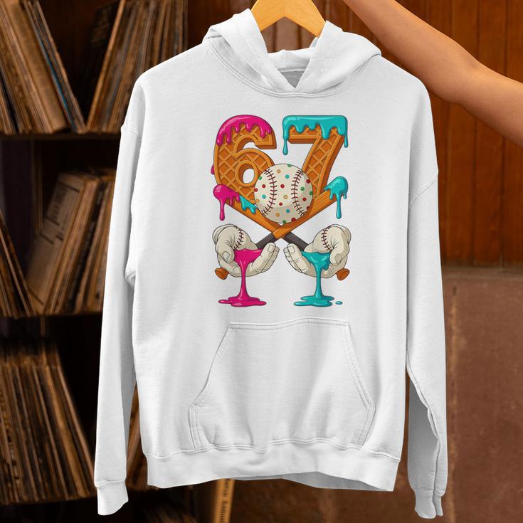 67 Ice Cream Drip Baseball Number 67 Player 67th Birthday Premium Tri-Blend Unisex Hoodie