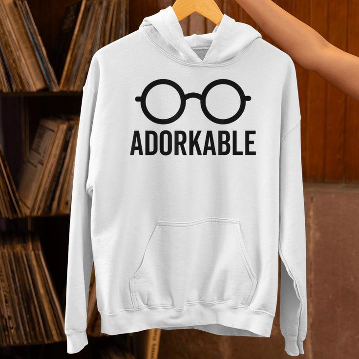 Adorkable Cute Nerd Glasses For Bookworm Book Reader Unisex Hoodie