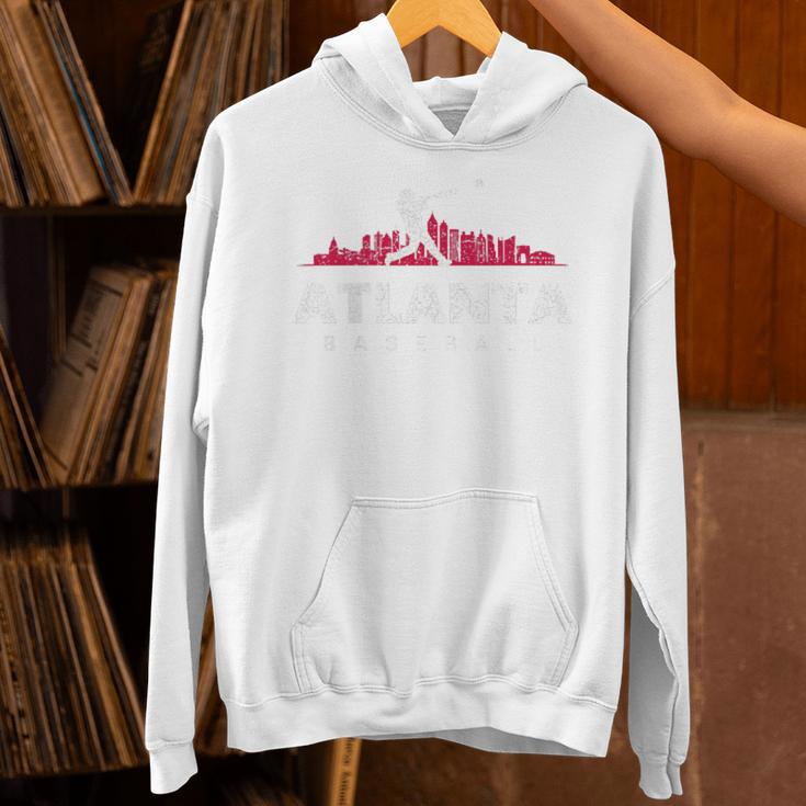 Atlanta Baseball Vintage Player Minimalist Skyline Retro Unisex Hoodie