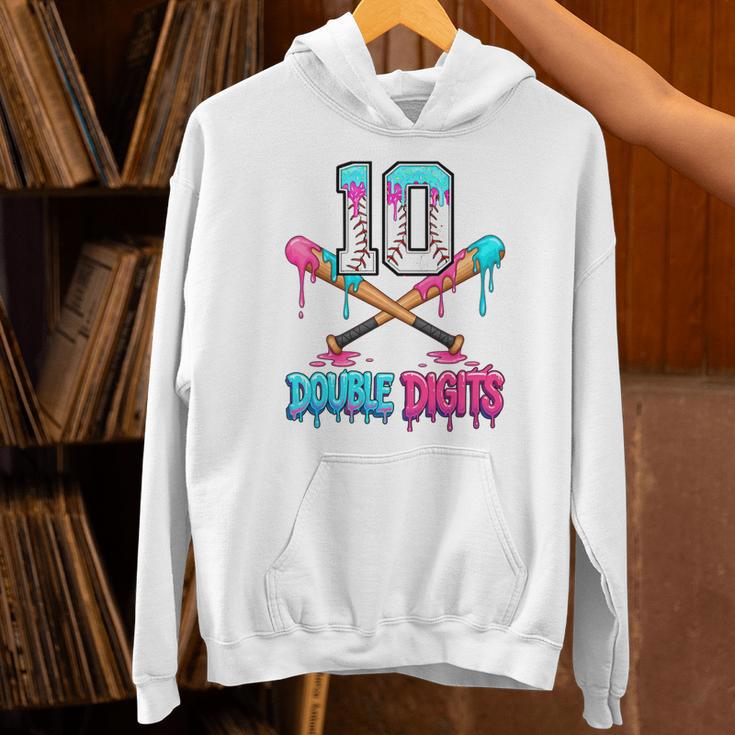 Baseball 10 Year Old Ice Cream Drip 10th Bday Double Digits Unisex Hoodie