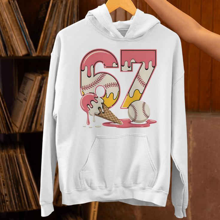 Baseball Drip Number 67 Player Ice Cream Or 67th Birthday Unisex Hoodie