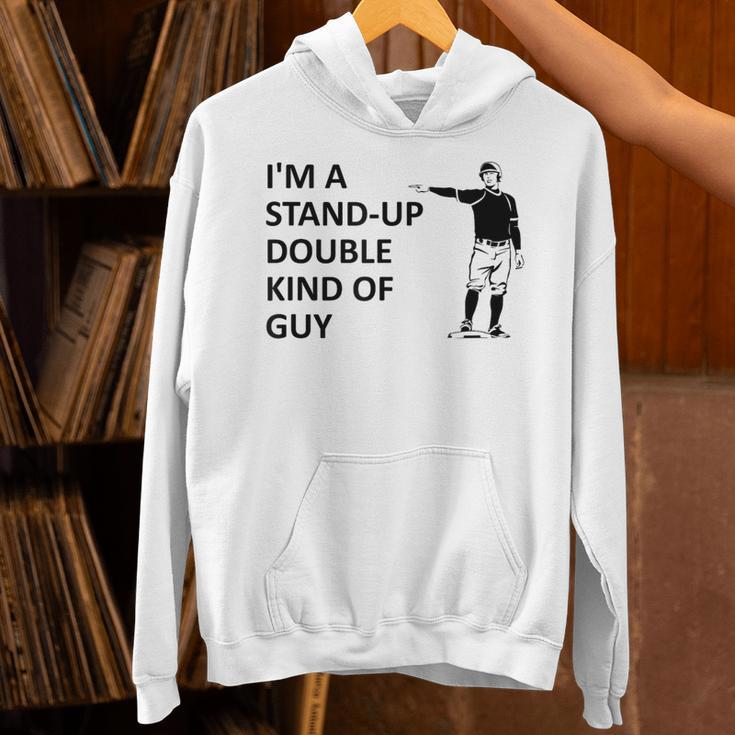 Baseball Pun Saying I'm a Stand Up Double Type Of Guy Unisex Hoodie Baseball Pun Saying I'm a Stand Up Double Type Of Guy Unisex Hoodie
