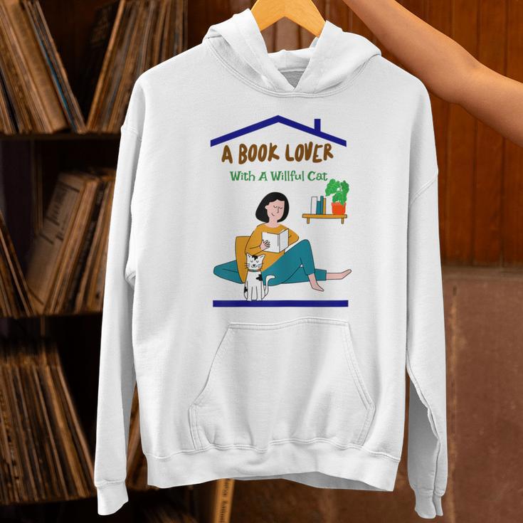 A Book Lover With A Willful Cat Women Kids Unisex Hoodie