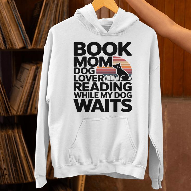 Book Mom Dog Lover Reading While My Dog Waits Premium Tri-Blend Unisex Hoodie