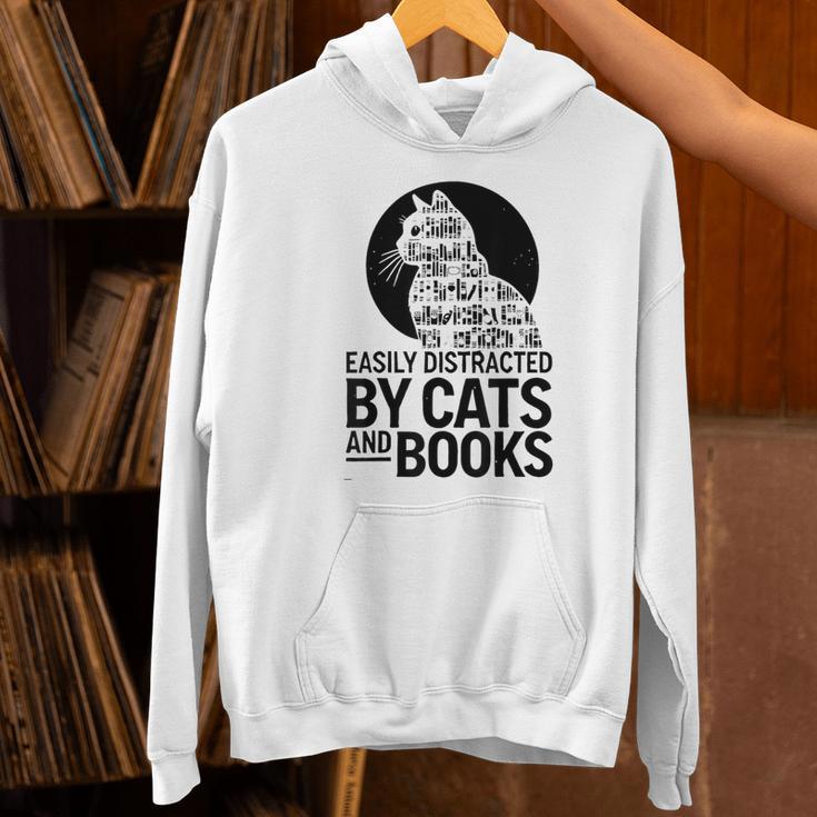 Book Reading Book Easily Distracted By Cats And Books Unisex Hoodie