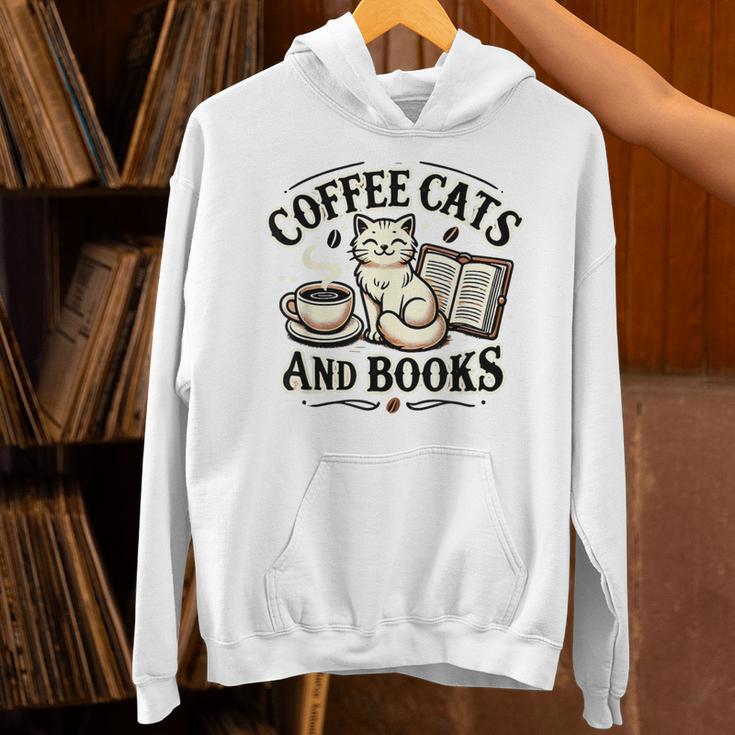 Coffee Cats And Book Reader Book Lovers Librarian Bookworm Unisex Hoodie
