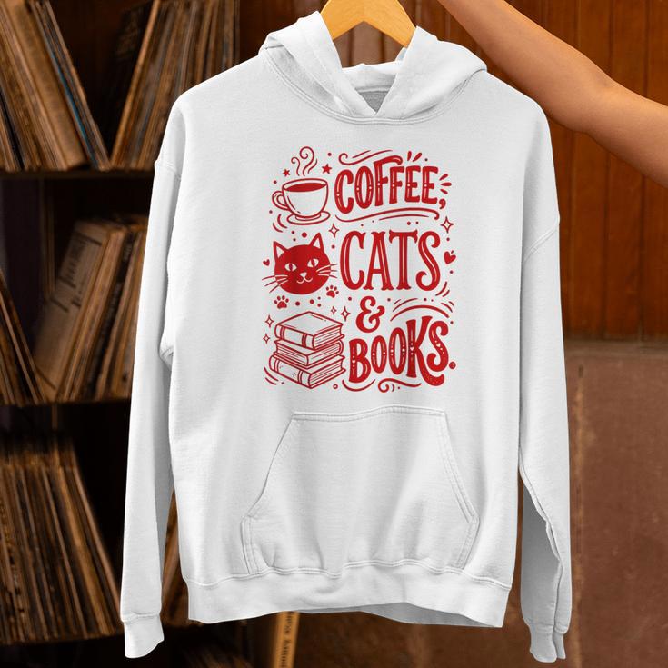 Coffee Cats And Books Lover Reading Unisex Hoodie Coffee Cats And Books Lover Reading Unisex Hoodie